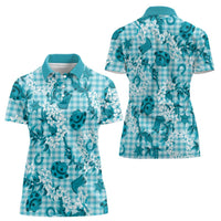 Mokihana Maile Ilima Leis Paniolo Palaka Women Polo Shirt Hawaiian Polu Opa Spirit - Polynesian Pride
