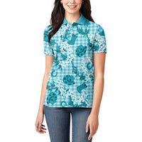 Mokihana Maile Ilima Leis Paniolo Palaka Women Polo Shirt Hawaiian Polu Opa Spirit - Polynesian Pride