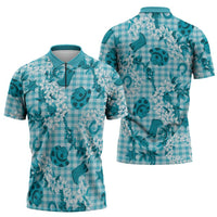 Mokihana Maile Ilima Leis Paniolo Palaka Zipper Polo Shirt Hawaiian Polu Opa Spirit - Polynesian Pride