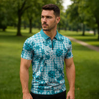 Mokihana Maile Ilima Leis Paniolo Palaka Zipper Polo Shirt Hawaiian Polu Opa Spirit - Polynesian Pride