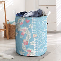 Blue Hawaii Anthurium Plumeria Lei Laundry Basket LT9 Blue - Polynesian Pride