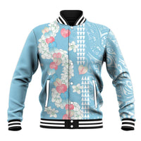 Blue Hawaii Anthurium Plumeria Lei Baseball Jacket LT9 Unisex Blue - Polynesian Pride