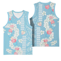 Blue Hawaii Anthurium Plumeria Lei Basketball Jersey LT9 - Polynesian Pride