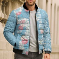 Blue Hawaii Anthurium Plumeria Lei Bomber Puffer Jacket LT9 - Polynesian Pride