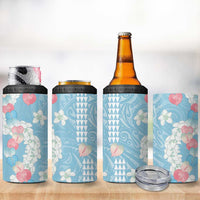 Blue Hawaii Anthurium Plumeria Lei 4 in 1 Can Cooler Tumbler LT9 - Polynesian Pride
