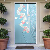 Blue Hawaii Anthurium Plumeria Lei Door Cover LT9 Blue - Polynesian Pride