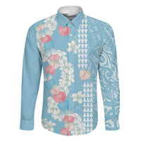 Blue Hawaii Anthurium Plumeria Lei Family Matching Mermaid Dress and Hawaiian Shirt