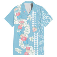 Blue Hawaii Anthurium Plumeria Lei Hawaiian Shirt
