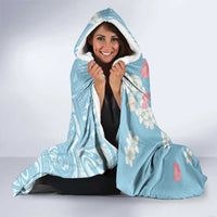 Blue Hawaii Anthurium Plumeria Lei Hooded Blanket LT9 - Polynesian Pride