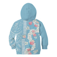 Blue Hawaii Anthurium Plumeria Lei Kid Hoodie LT9 - Polynesian Pride
