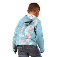 Blue Hawaii Anthurium Plumeria Lei Kid Hoodie LT9 - Polynesian Pride