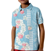 Blue Hawaii Anthurium Plumeria Lei Kid Polo Shirt LT9 Kid Blue - Polynesian Pride