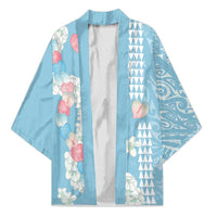 Blue Hawaii Anthurium Plumeria Lei Kimono