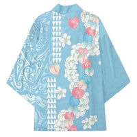 Blue Hawaii Anthurium Plumeria Lei Kimono