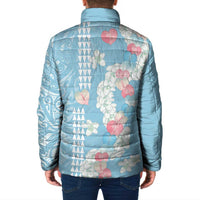 Blue Hawaii Anthurium Plumeria Lei Padded Jacket LT9 - Polynesian Pride