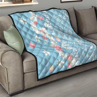 Blue Hawaii Anthurium Plumeria Lei Quilt