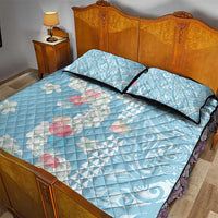 Blue Hawaii Anthurium Plumeria Lei Quilt Bed Set LT9 - Polynesian Pride