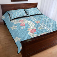 Blue Hawaii Anthurium Plumeria Lei Quilt Bed Set LT9 - Polynesian Pride