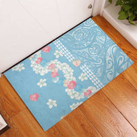 Blue Hawaii Anthurium Plumeria Lei Rubber Doormat LT9 - Polynesian Pride