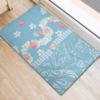 Blue Hawaii Anthurium Plumeria Lei Rubber Doormat LT9 - Polynesian Pride