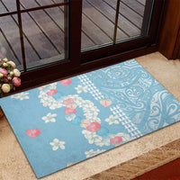 Blue Hawaii Anthurium Plumeria Lei Rubber Doormat LT9 - Polynesian Pride