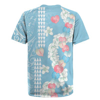 Blue Hawaii Anthurium Plumeria Lei Rugby Jersey LT9 - Polynesian Pride