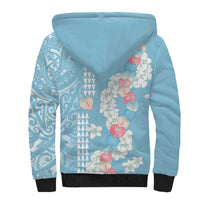 Blue Hawaii Anthurium Plumeria Lei Sherpa Hoodie LT9 - Polynesian Pride