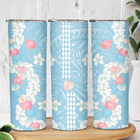 Blue Hawaii Anthurium Plumeria Lei Skinny Tumbler LT9 - Polynesian Pride