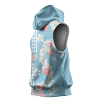 Blue Hawaii Anthurium Plumeria Lei Sleeveless Hoodie LT9 - Polynesian Pride