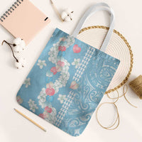 Blue Hawaii Anthurium Plumeria Lei Tote Bag LT9 White Strap One Size Blue - Polynesian Pride