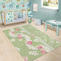 Leaf Green Hawaii Anthurium Plumeria Lei Area Rug