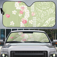 Leaf Green Hawaii Anthurium Plumeria Lei Auto Sun Shade LT9 Green - Polynesian Pride