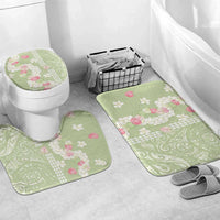 Leaf Green Hawaii Anthurium Plumeria Lei Bathroom Set LT9 Mat Set Only (3 pcs) One Size Green - Polynesian Pride