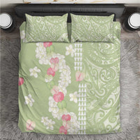 Leaf Green Hawaii Anthurium Plumeria Lei Bedding Set LT9 Green - Polynesian Pride