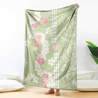 Leaf Green Hawaii Anthurium Plumeria Lei Blanket LT9 - Polynesian Pride