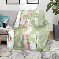 Leaf Green Hawaii Anthurium Plumeria Lei Blanket LT9 - Polynesian Pride