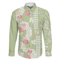 Leaf Green Hawaii Anthurium Plumeria Lei Family Matching Tank Maxi Dress and Hawaiian Shirt