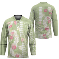 Leaf Green Hawaii Anthurium Plumeria Lei Hockey Jersey LT9 - Polynesian Pride