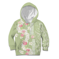 Leaf Green Hawaii Anthurium Plumeria Lei Kid Hoodie LT9 Hoodie Green - Polynesian Pride