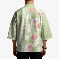 Leaf Green Hawaii Anthurium Plumeria Lei Kimono