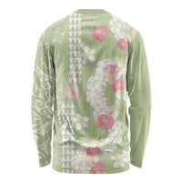 Leaf Green Hawaii Anthurium Plumeria Lei Long Sleeve Shirt LT9 - Polynesian Pride
