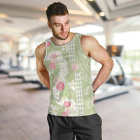 Leaf Green Hawaii Anthurium Plumeria Lei Men Tank Top LT9 Green - Polynesian Pride