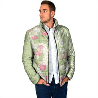 Leaf Green Hawaii Anthurium Plumeria Lei Padded Jacket LT9 - Polynesian Pride