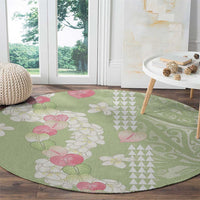 Leaf Green Hawaii Anthurium Plumeria Lei Round Carpet LT9 - Polynesian Pride