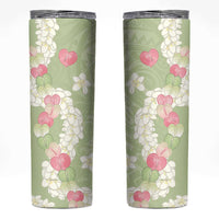 Leaf Green Hawaii Anthurium Plumeria Lei Skinny Tumbler LT9 Green - Polynesian Pride