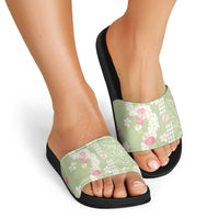 Leaf Green Hawaii Anthurium Plumeria Lei Slide Sandals LT9 - Polynesian Pride
