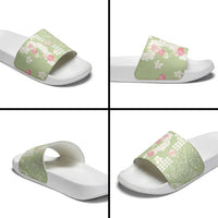 Leaf Green Hawaii Anthurium Plumeria Lei Slide Sandals LT9 - Polynesian Pride