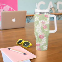 Leaf Green Hawaii Anthurium Plumeria Lei Tumbler With Handle LT9 - Polynesian Pride
