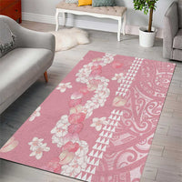 Soft Pink Hawaii Anthurium Plumeria Lei Area Rug LT9 - Polynesian Pride