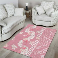 Soft Pink Hawaii Anthurium Plumeria Lei Area Rug LT9 - Polynesian Pride